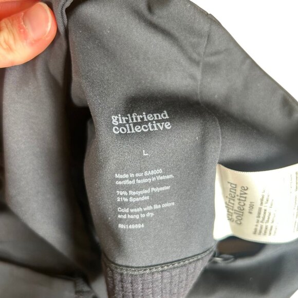 Girlfriend Collective Topanga Halter Bra #1001 Women's Size Large in Black NWT! - Picture 3 of 5